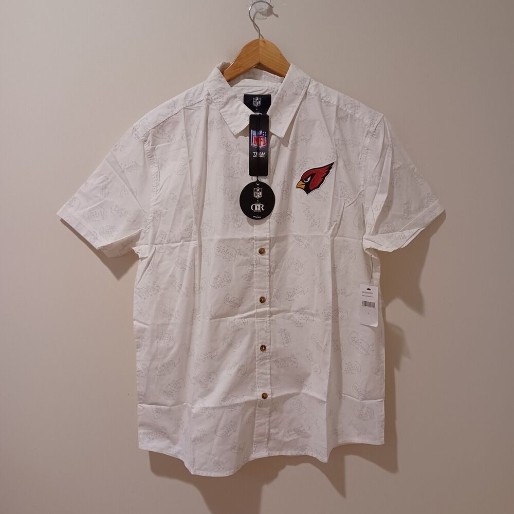 NWT Arizona Cardinals NFL x Darius Rucker White Short Sleeve Button Up L